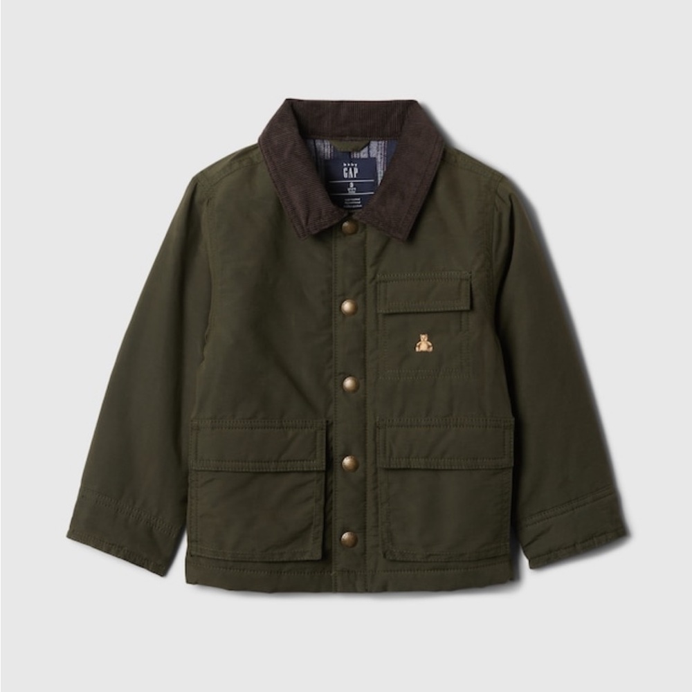 Baby Gap | Waxed Utility Olive Green Coat | Size 2T
